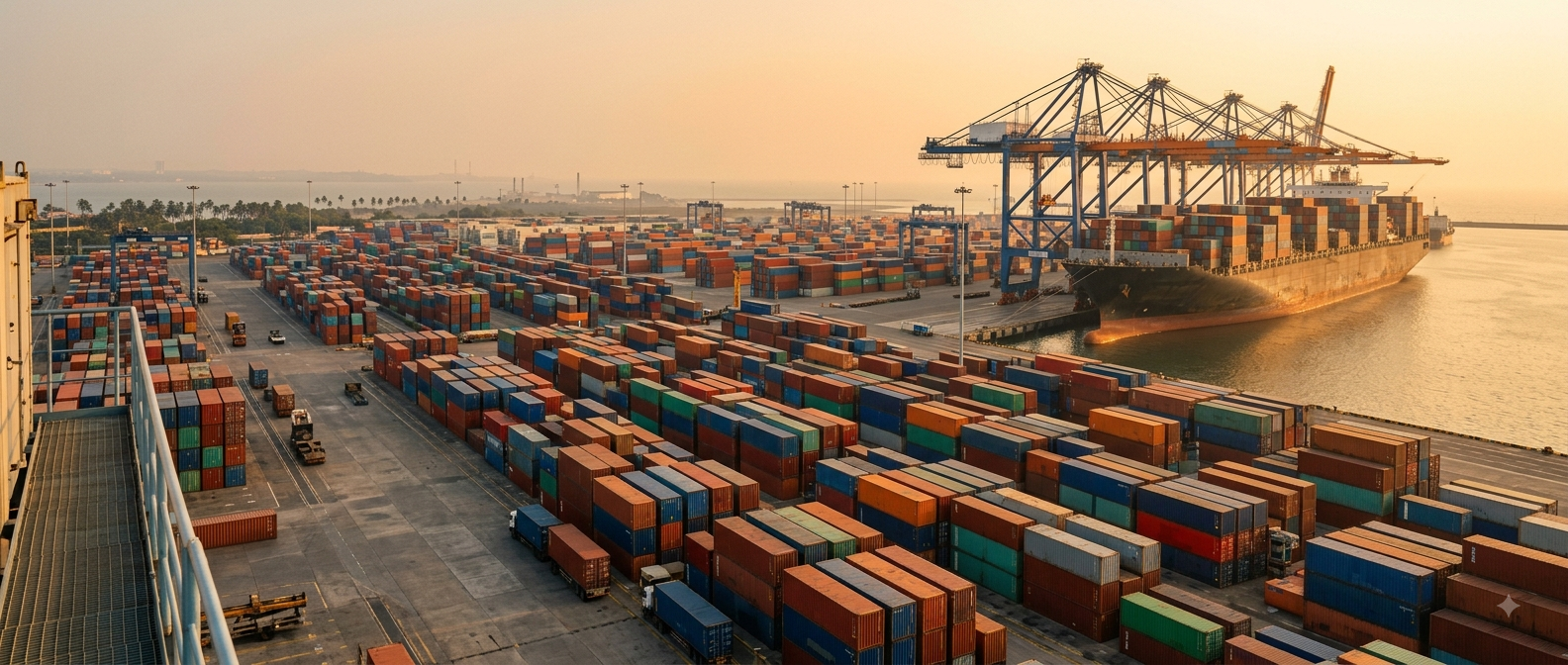 Indian container port at work